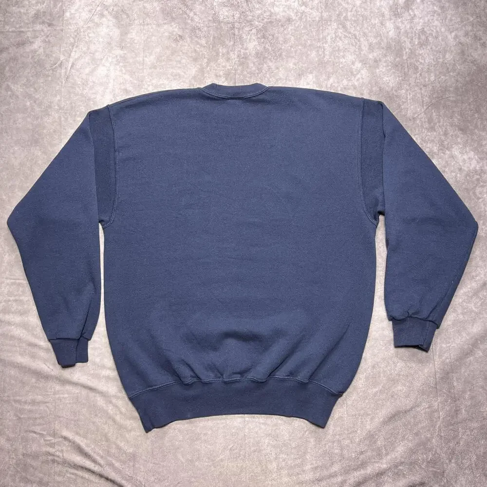 Vintage US NAVY Sweatshirt Mens Large Blue Soffe Crewneck Spellout Pullover